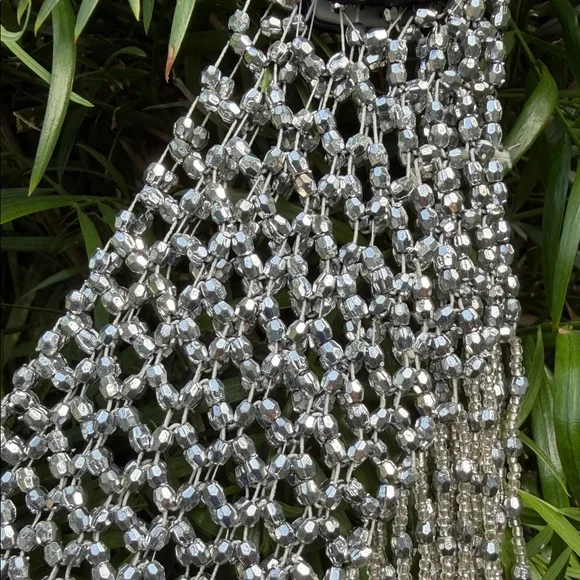 Silver Fringe Statement Belt/Shawl - NOTE SIZING - Picture 4 of 7